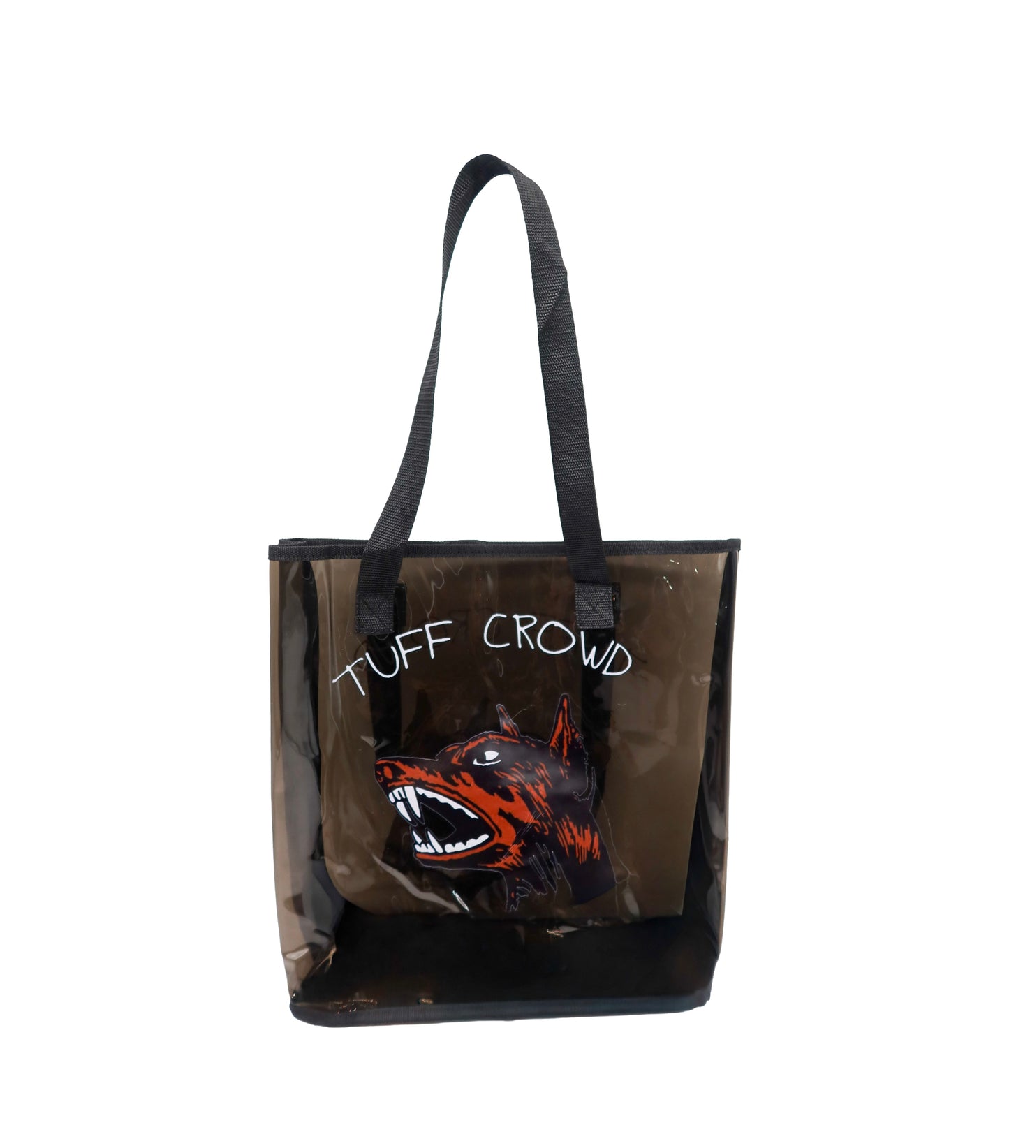 Tuff Crowd black transparent tote bag
