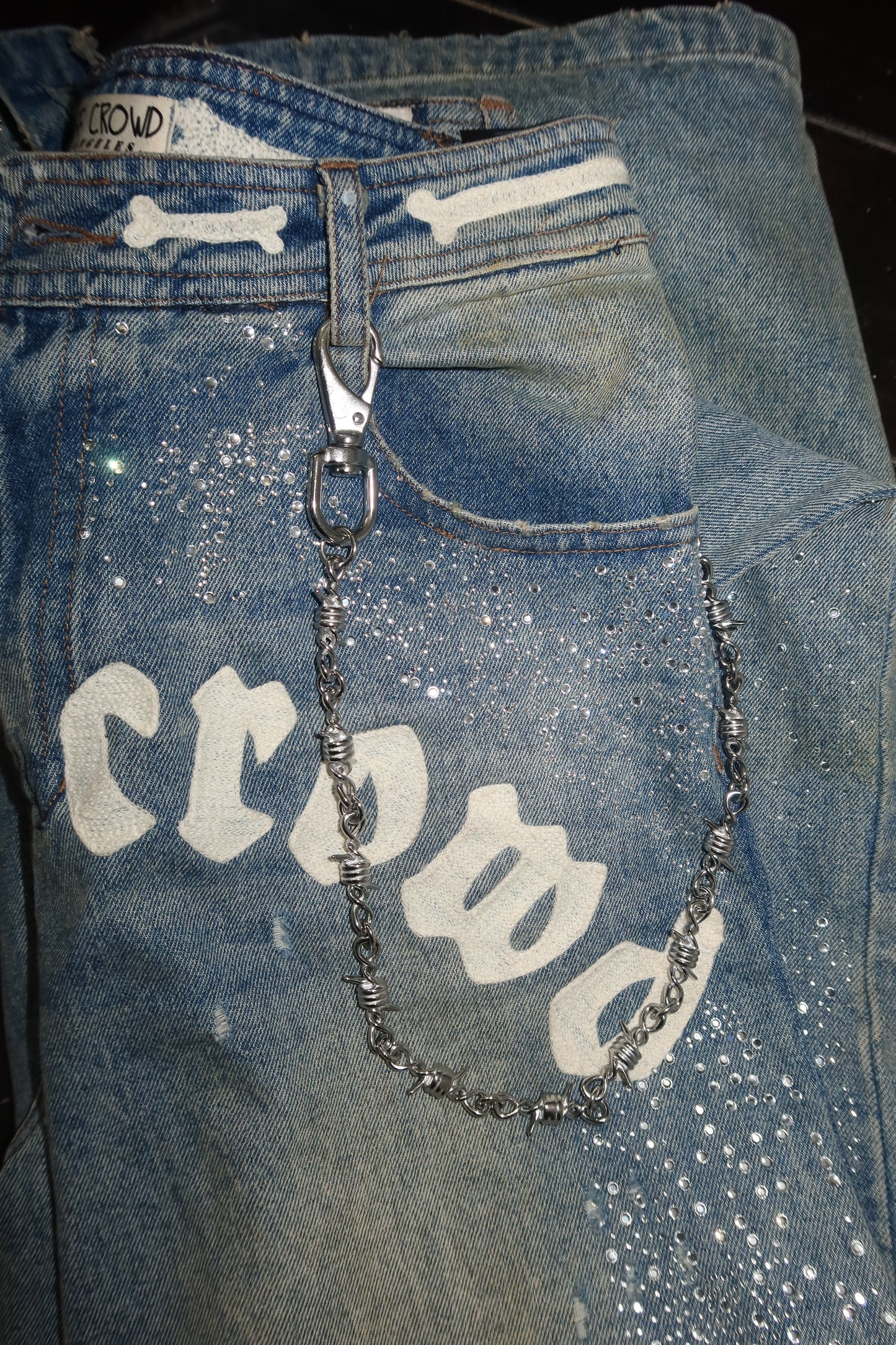 Barbed wire Jean chain ( Silver )