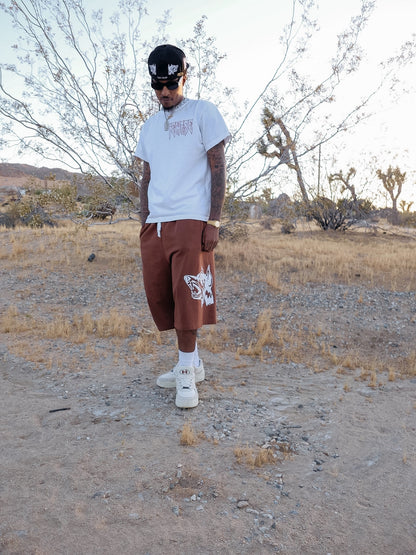 Hostile 3/4 Baggy Shorts (BROWN)