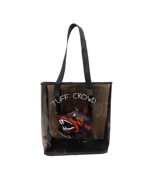 Tuff Crowd black transparent tote bag