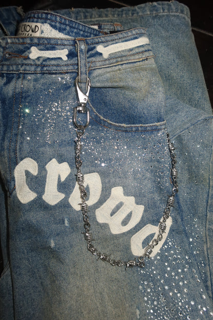 Barbed wire Jean chain ( Silver )