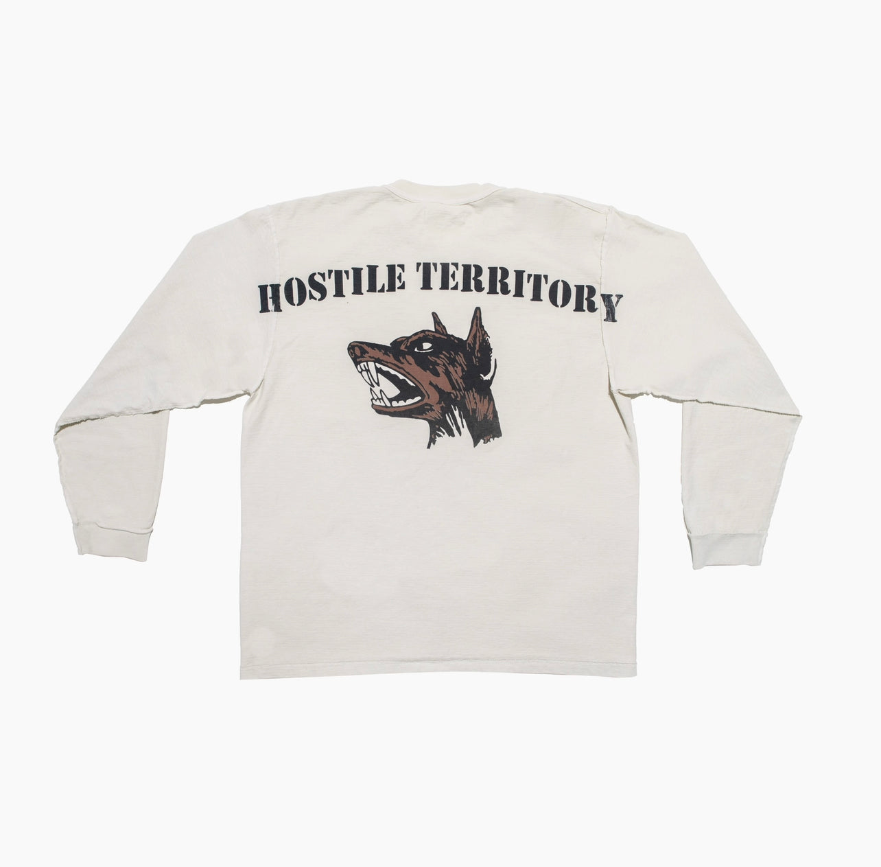 "HOSTILE'' INSIDE OUT LONG SLEEVE OFF-WHITE SHIRT