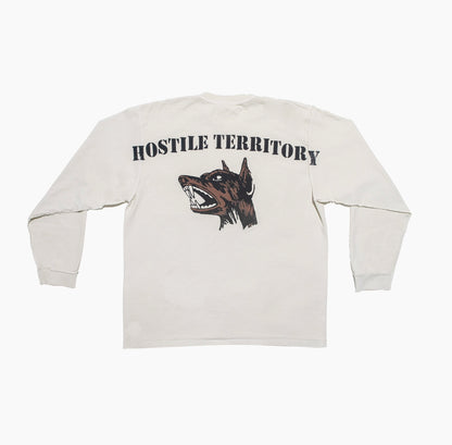 "HOSTILE'' INSIDE OUT LONG SLEEVE OFF-WHITE SHIRT
