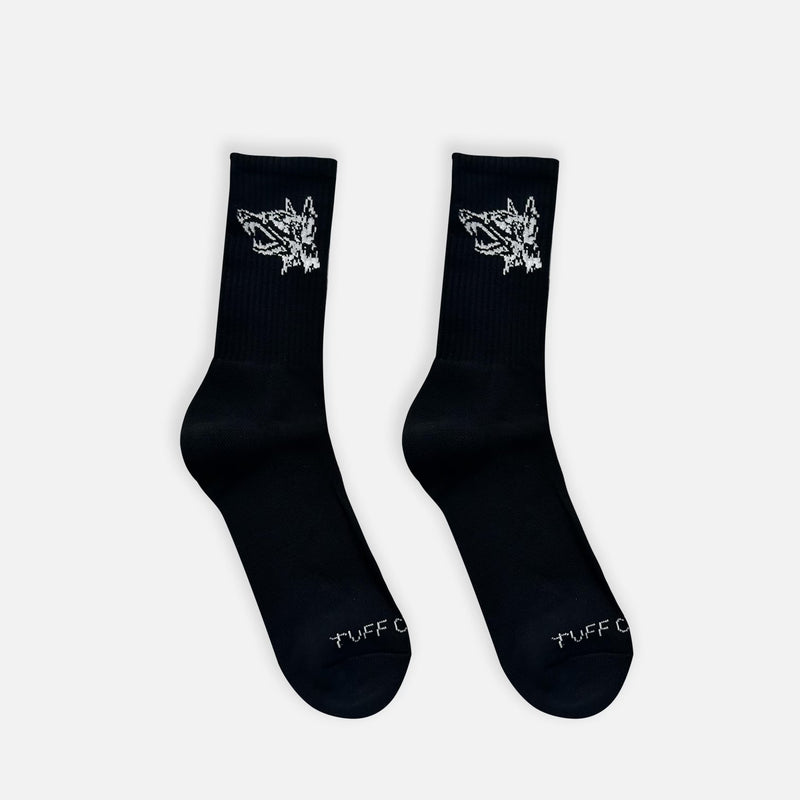 White Doberman logo socks (black)