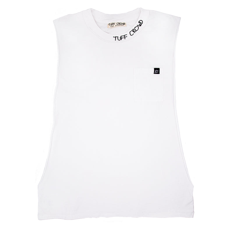 "TUFF CROWD" INSIDE OUT VERT TANK WHITE